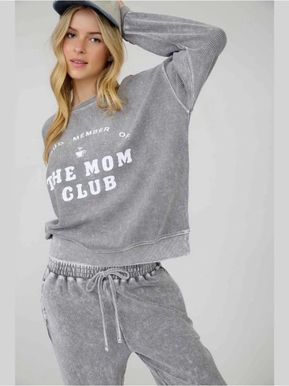 Mom Club Graphic Washed Rib Knit Pullover NWT | J.O.A | M